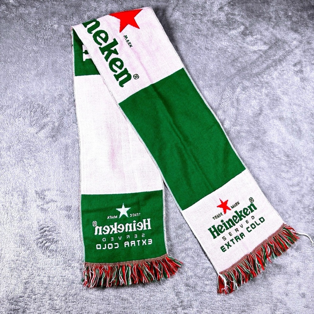 Heineken Beer Scarf "Served Extra Cold" Green One Size Fringe Festive